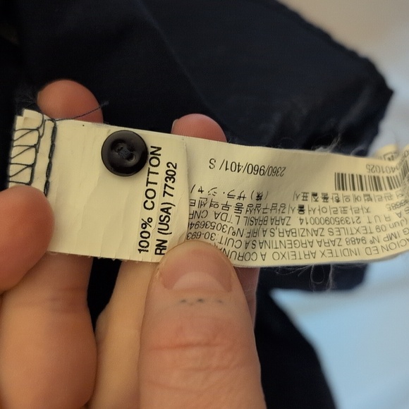 Navy Blue Ruffled Button-Up Blouse - Picture 7 of 7